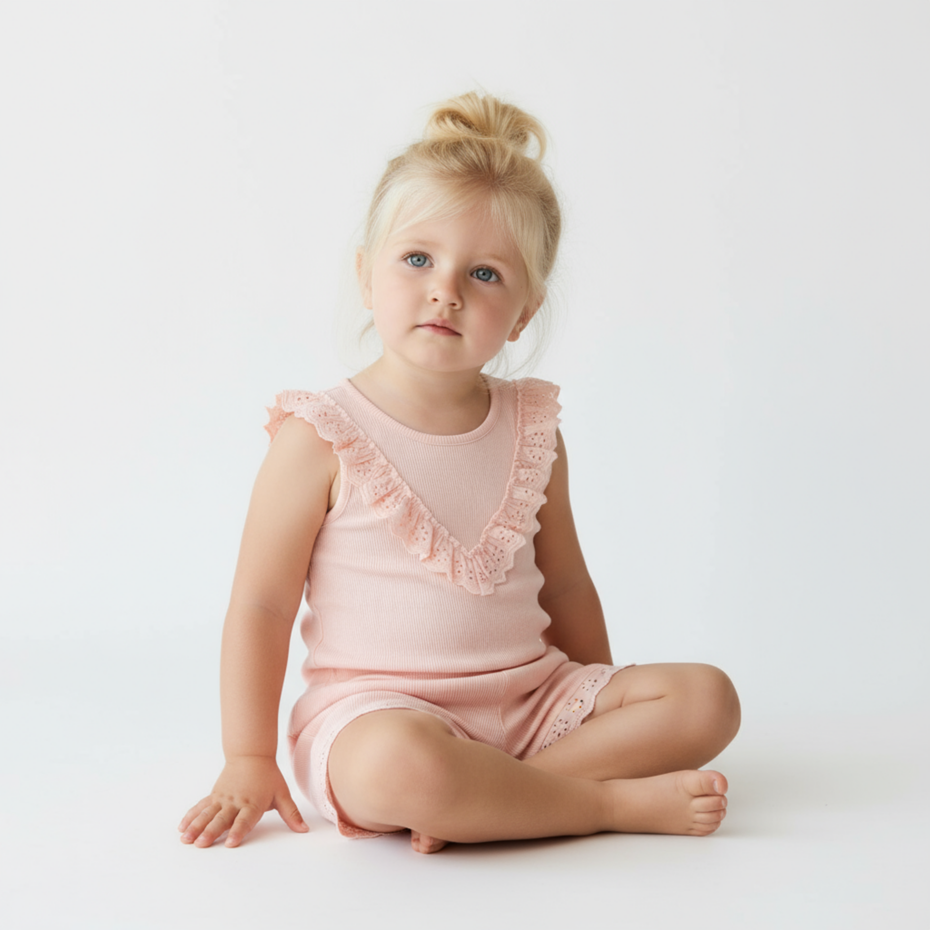Organic Ruffle Top & Shorts Set - Blush