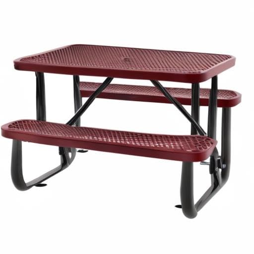 Expanded Metal Rectangular Outdoor Steel Picnic Table