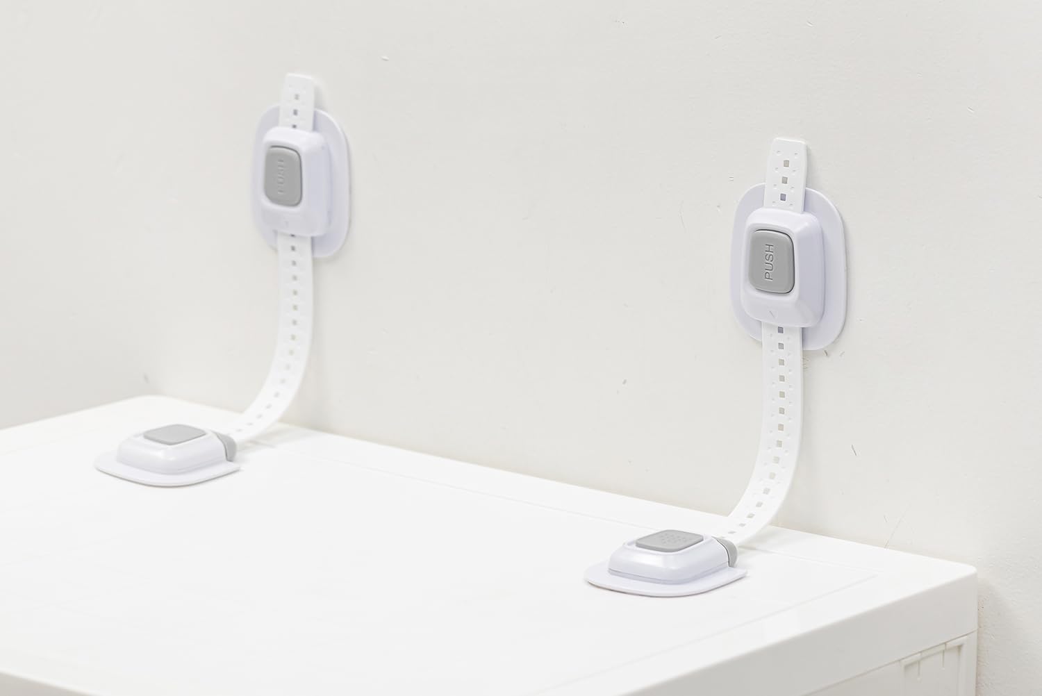 No Drill Anti Tip Furniture Adjustable Straps Wall Anchors for Baby Proofing (Upgraded 4P)