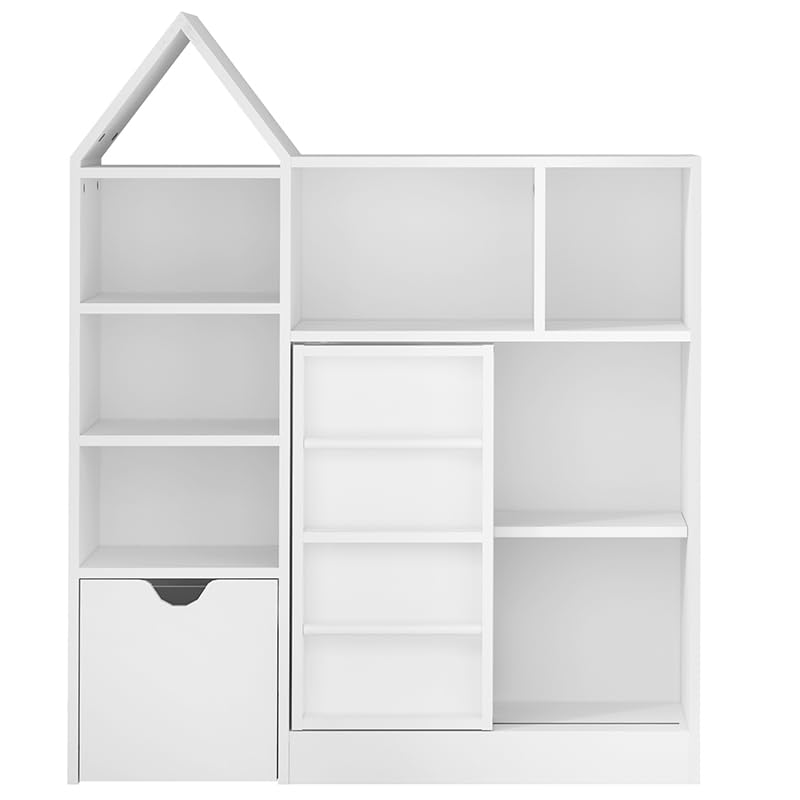 43.7'' Kids Toy Storage Organizer & Bookshelf, Floor Storage Cabinet Toy Chest