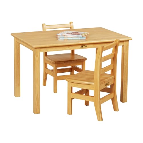 Rectangular Hardwood Table and Chair Set, 24x36 Inches, 12 Inch Seat Height