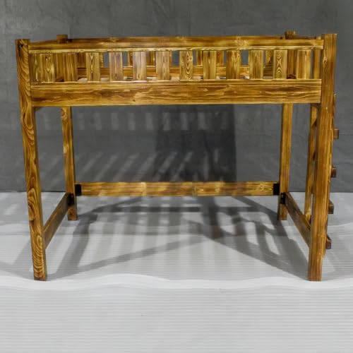 Farmhouse Wood Loft Bed Frame, Full Size - Torched Pine, Rustic