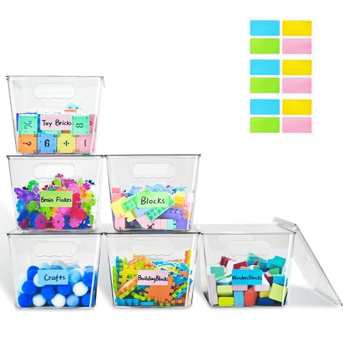 6 Pack Clear Stackable Storage Bins, Plastic Toy Organizers and Storage