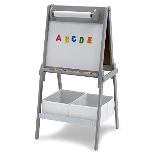 Double-Sided Art Easel with Storage and Paper Roll
