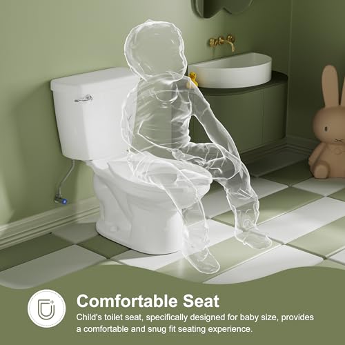 Simple Project Ceramic Toddler Potty Training Toilet.10.5"Seat Height Round Front Kids Toilet with Seat, 1.26GPF Powerful Quiet Flush Children Toilet for Bathroom, Kindergarten, Daycare Center