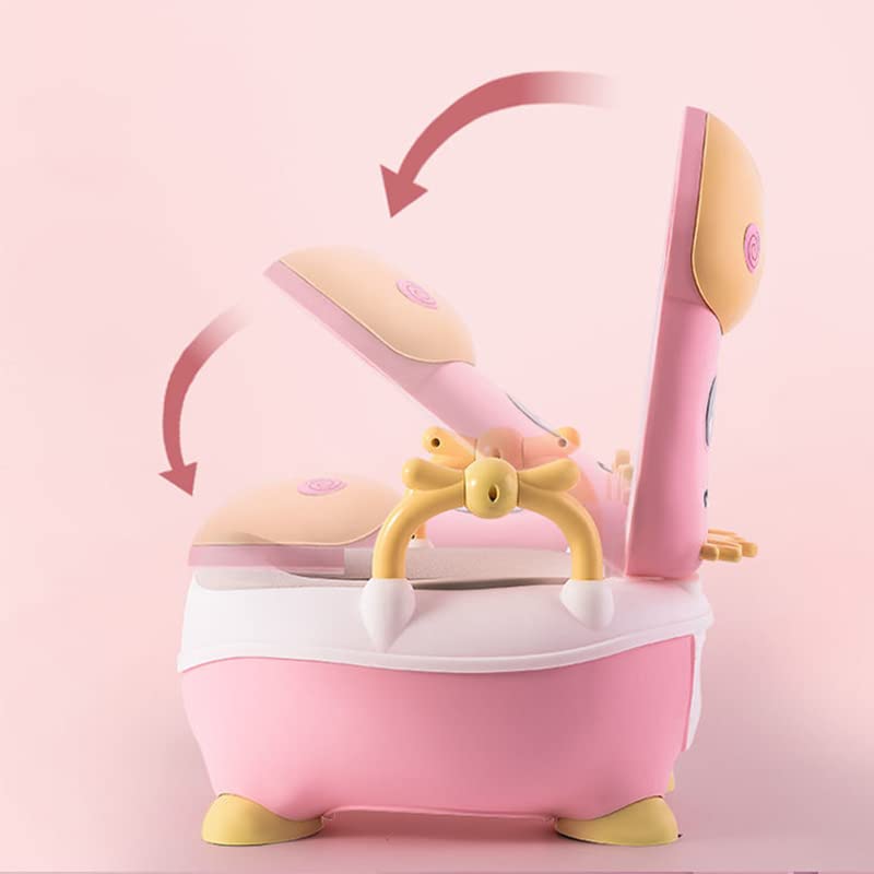 Portable Toddler Potty Toilet Cartoon Potty Training Seat Elevated Design Children Toilet Potty for Home Bathroom Outdoor Indoor(Pink)