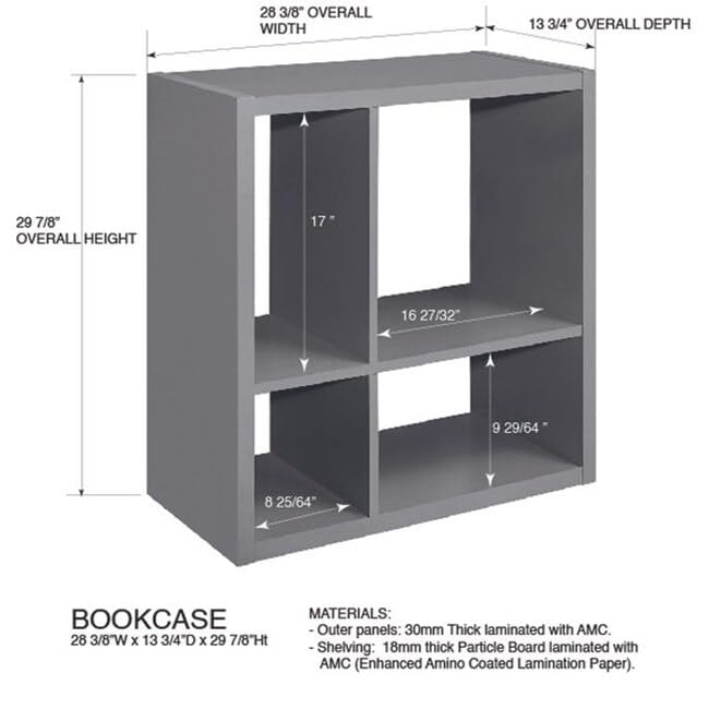 4-Cube Open Bookcase Kids Toy Storage Shelf Organizer (Orange) Orange Wood