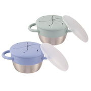 tainless Steel Snack Cups | Removable Silicone Food Catcher and Travel Lid