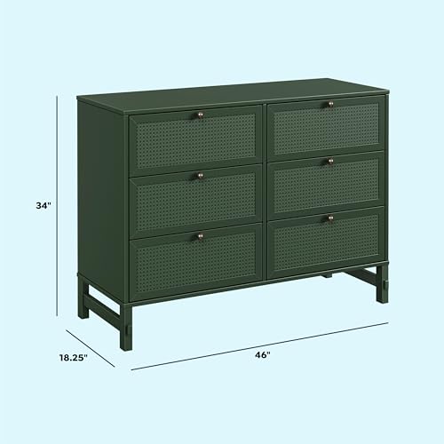 6-Drawer Dresser with Cane Accents for Nursery