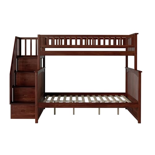 Twin Over Full Staircase Bunk Bed with USB Charging Station