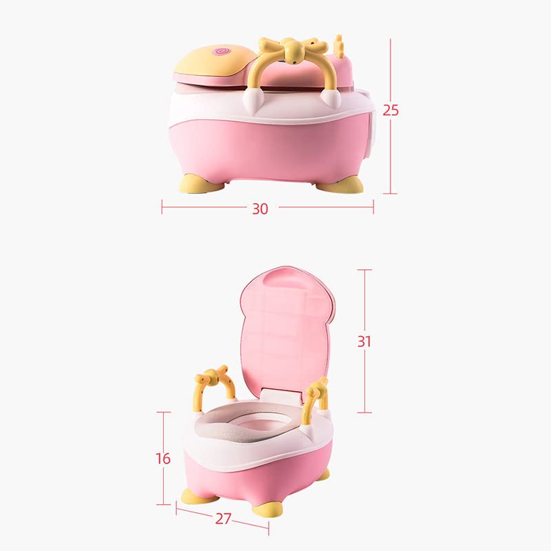 Portable Toddler Potty Toilet Cartoon Potty Training Seat Elevated Design Children Toilet Potty for Home Bathroom Outdoor Indoor(Pink)