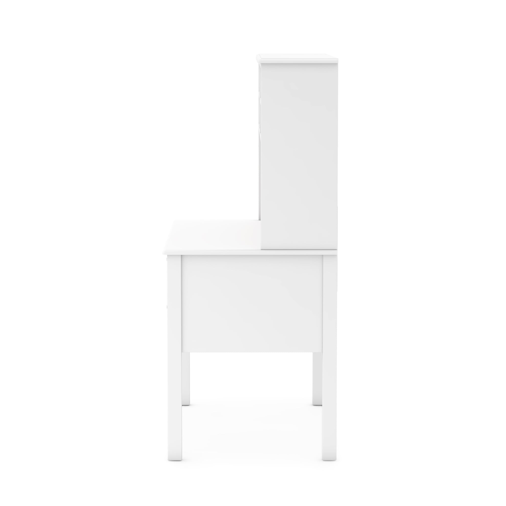Madison Kids Desk and Chair Set with Hutch - White: Wooden Table with Storage Shelves