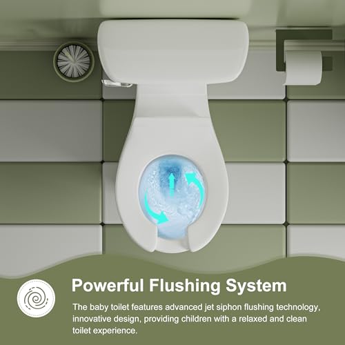 Simple Project Ceramic Toddler Potty Training Toilet.10.5"Seat Height Round Front Kids Toilet with Seat, 1.26GPF Powerful Quiet Flush Children Toilet for Bathroom, Kindergarten, Daycare Center