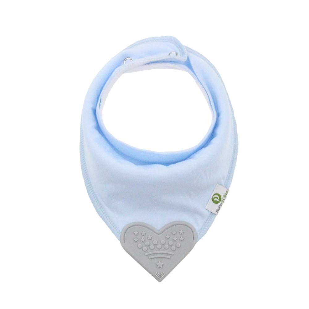 Baby Bandana Teething Bibs with Attached Silicone Teether - Set Of 4 -Solid Blues