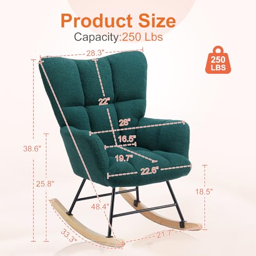 Teddy Upholstered Nursery Glider Rocker with High Backrest