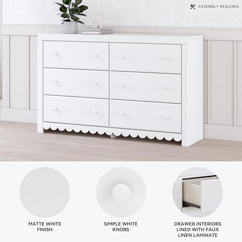 Coastal 6-Drawer Dresser with Scalloped Detailing