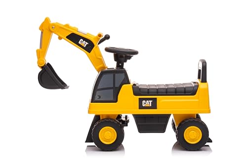 CAT Excavator Push Car for Toddlers with Rotating Bucket