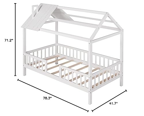 Twin House Bed with Fence