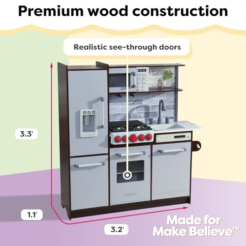 Wooden Play Kitchen with Lights Sounds and Ice Maker
