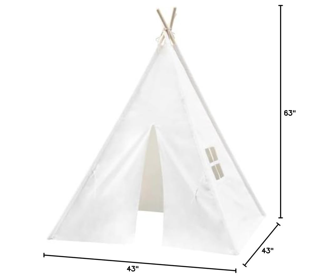 Teepee Tent with Carry Bag 43 x 43 x 63 Inch, Natural Cotton Canvas