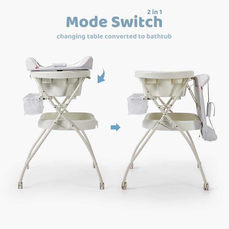 Foldable Baby Changing Table with Bathtub