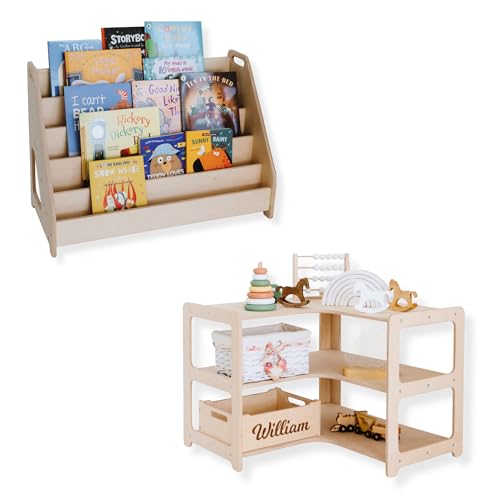 Small Toy Shelf + Corner Toy Shelf, Wooden Shelf, Kids Bookcase