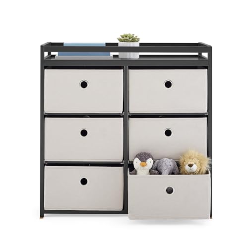 Changing Table with Fabric Storage Bins and Shelves
