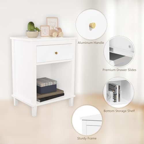 Kids Nightstand with Drawer White
