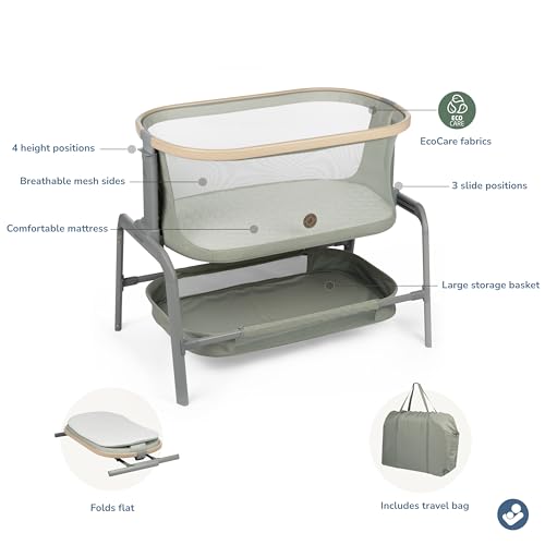 Bedside Bassinet with Adjustable Height and Breathable Mesh