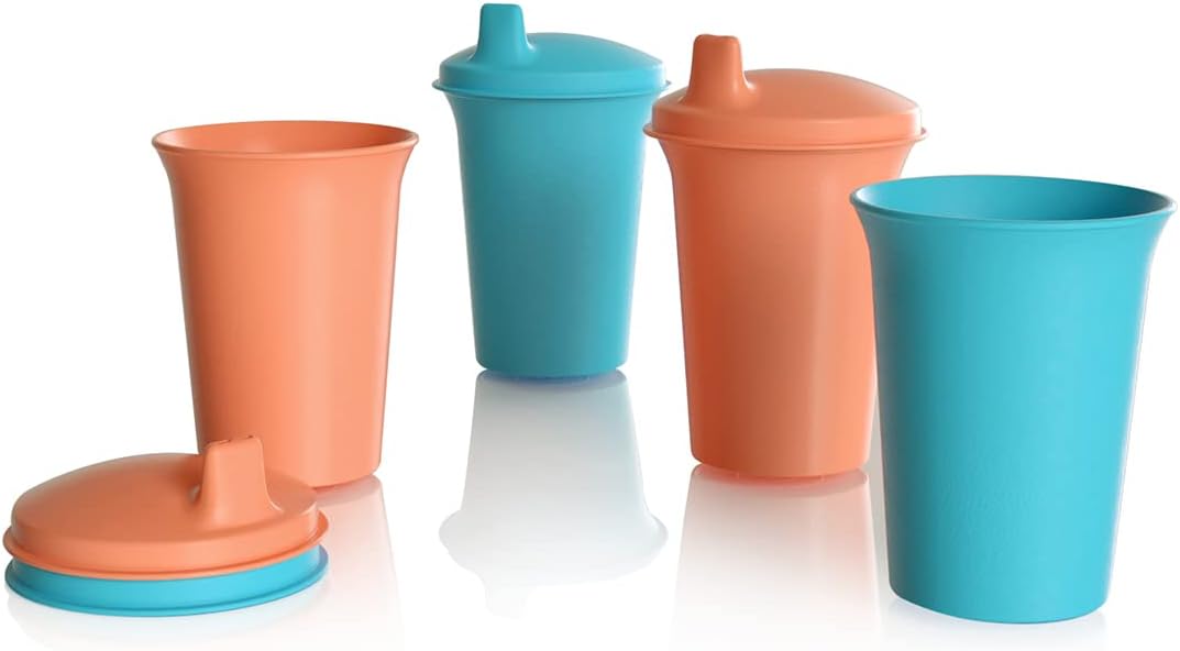 Bell Tumblers & Sippy Cup Seal 7 oz (200 mL) Set of 4 Cosy Rosy & Spa blue color