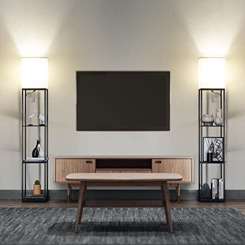 Modern Floor Lamp with Storage Shelves