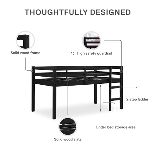 Junior Twin Loft Bed with Ladder and Guard Rail