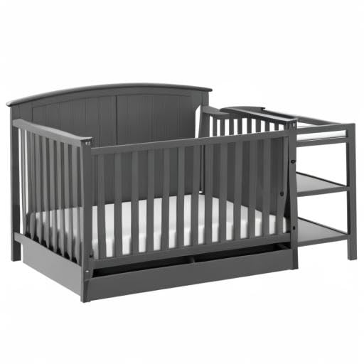 5-in-1 Convertible Crib with Changing Table and Drawer