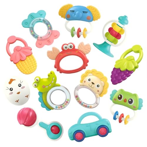 Baby Toys 6 to 12 Months, 12PCS Rattle Baby Teething Toys