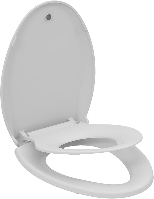 Elongated Toilet Seat with Toddler Seat Built In, Slow Close for Both