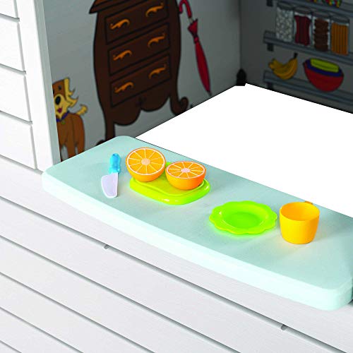 Heavy Duty Plastic Outdoor Playhouse with Doorbell and Play Kitchen