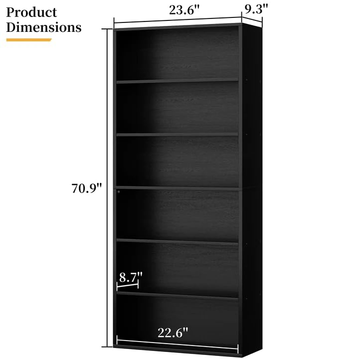 6-Tier Open Bookcase Storage Shelf