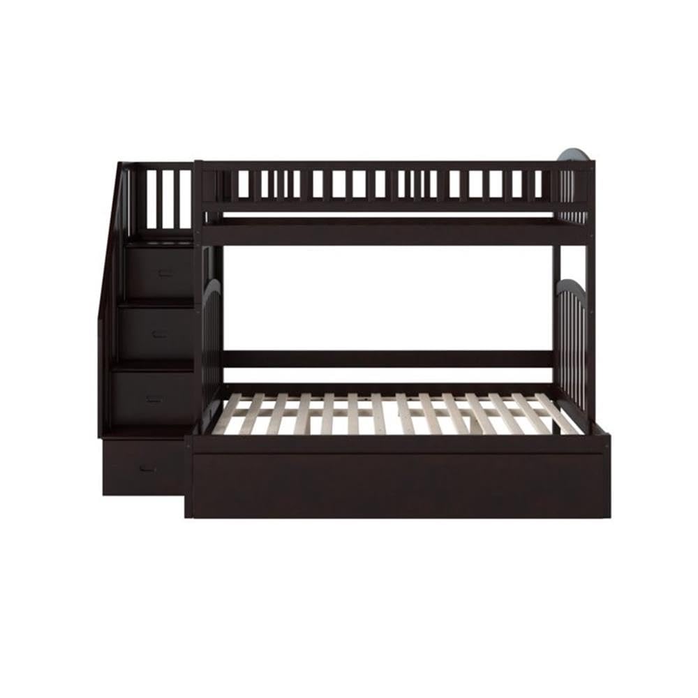 Twin Over Full Bunk Bed with Trundle in Espresso
