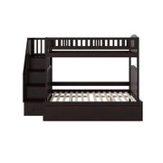 Twin Over Full Bunk Bed with Trundle in Espresso