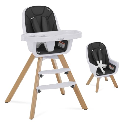 2 in 1 Convertible Baby High Chair in Black, Easy to Clean