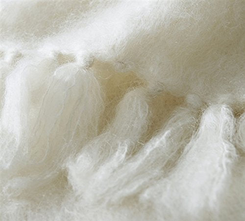 Hand Brushed Kid Mohair Throw Blanket Almond Butter