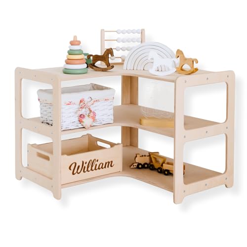 Small Toy Shelf + Corner Toy Shelf, Wooden Shelf, Kids Bookcase