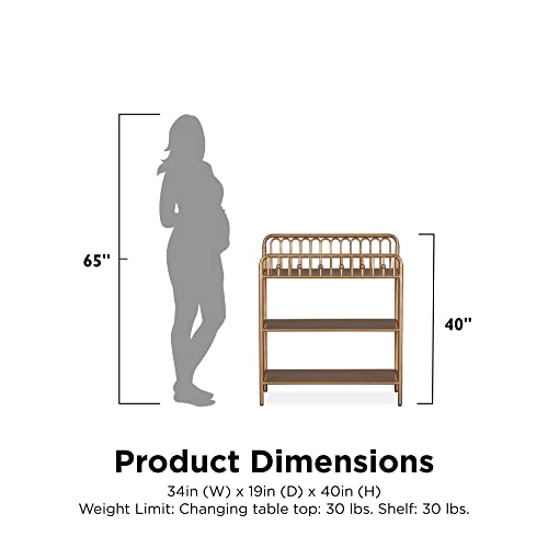 Gold Metal Baby Changing Table with Shelves