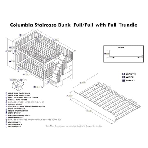 Full Over Full Bunk Bed with Trundle and Staircase