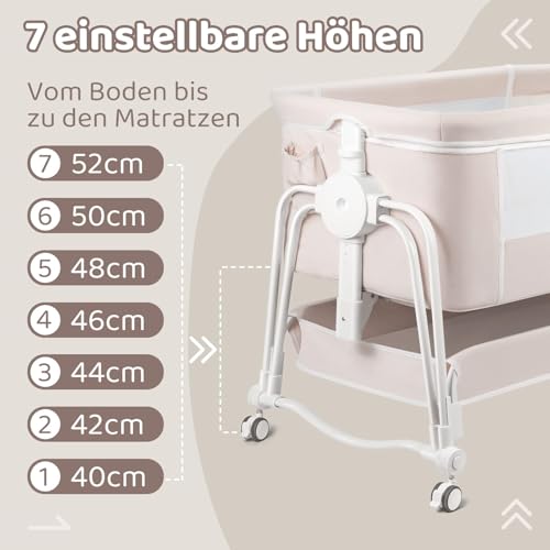 4-in-1 Baby Bassinet Bedside Sleeper with Adjustable Height