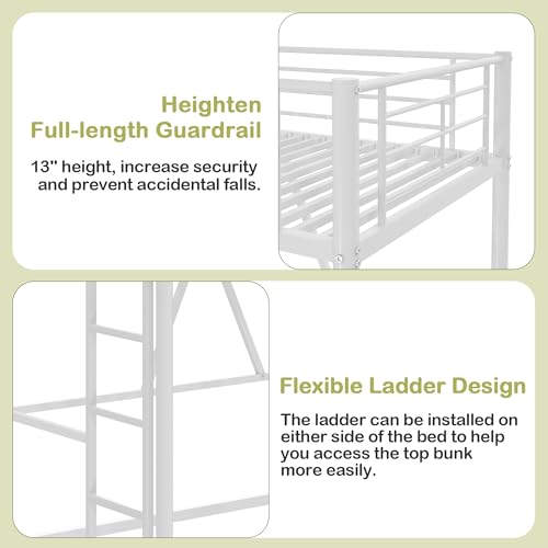 Twin Loft Bed with Ladder and Safety Guardrail