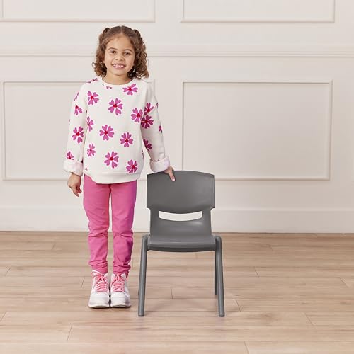 12 Inch Plastic School Stack Chair - Grey 4-Pack