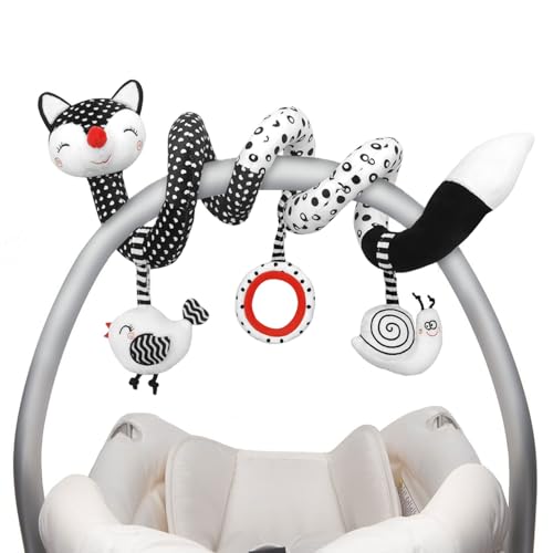 Baby Spiral Plush Toys, Black and White Baby Car Seat Toys