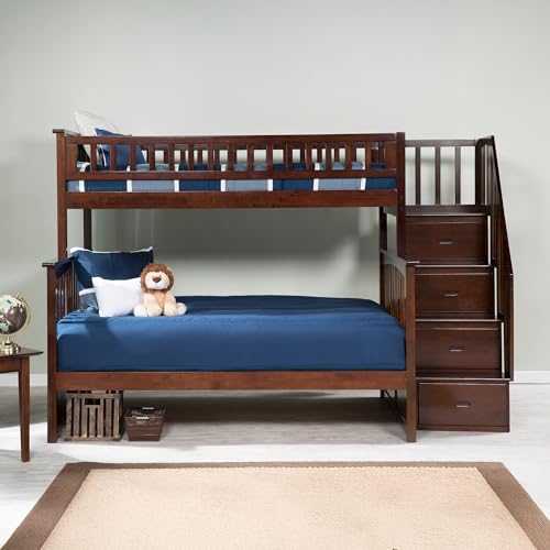 Twin Over Full Staircase Bunk Bed with USB Charging Station