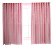 Pink Star Curtains for Girls Bedroom, Double Layer Kids Blackout Curtains